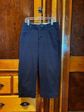 Lee Women's Khaki Navy Blue Stretch Capri Pants Size 4M